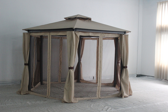 Gazebo redondo exterior de acero con cortina y mosquiteros 217*54*21.5cm Tamaño del paquete