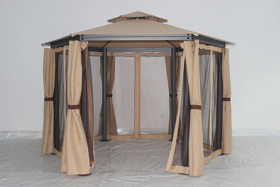 Cuadro plegable Gazebo exterior hexagonal con redes y cortinas de privacidad Fácil montaje