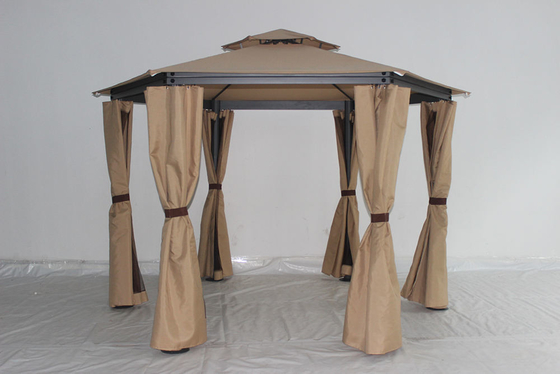 Cuadro plegable Gazebo exterior hexagonal con redes y cortinas de privacidad Fácil montaje