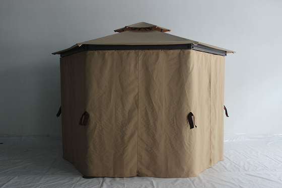 Cuadro plegable Gazebo exterior hexagonal con redes y cortinas de privacidad Fácil montaje