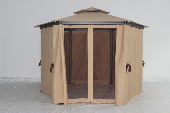 Cuadro plegable Gazebo exterior hexagonal con redes y cortinas de privacidad Fácil montaje