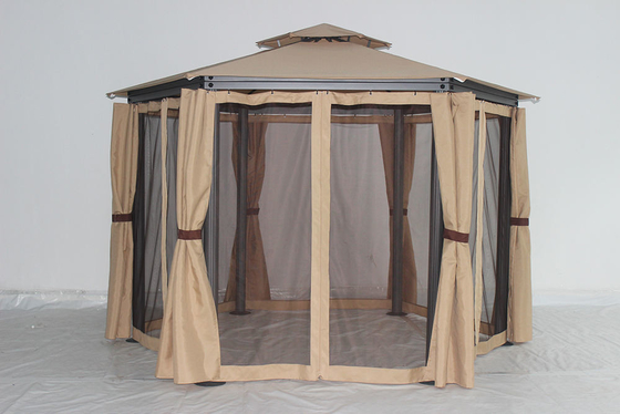 Cuadro plegable Gazebo exterior hexagonal con redes y cortinas de privacidad Fácil montaje