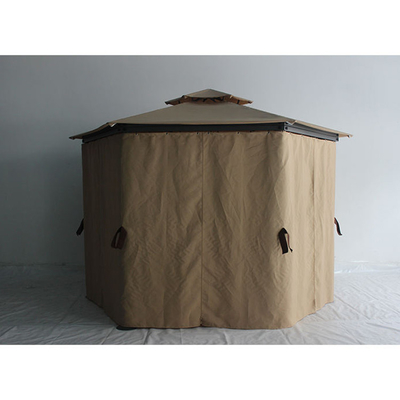 Gazebo exterior hexagonal de acero con redes y cortinas de privacidad Resistente a la intemperie