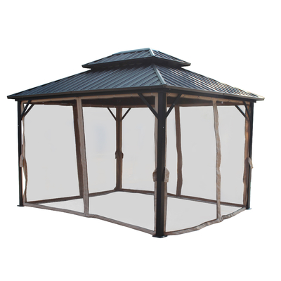 Jardín al aire libre 3X3.65X2.85M Gazebo de metal con mosquiteros y tejido de poliéster