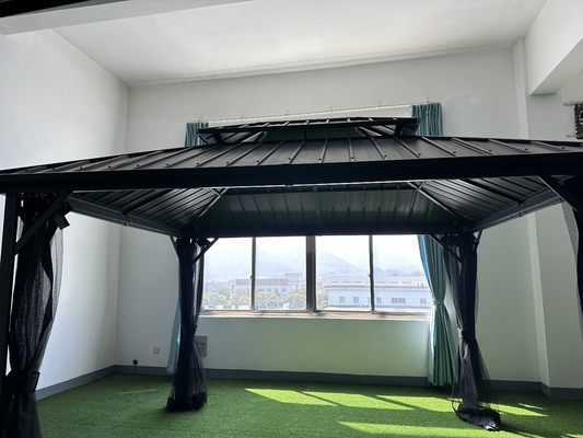 Jardín al aire libre 3X3.65X2.85M Gazebo de metal con mosquiteros y tejido de poliéster