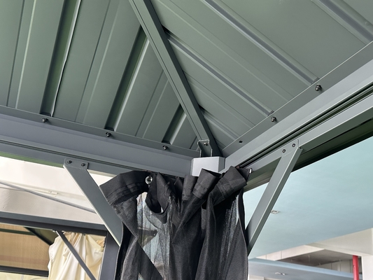 Jardín al aire libre 3X3.65X2.85M Gazebo de metal con mosquiteros y tejido de poliéster