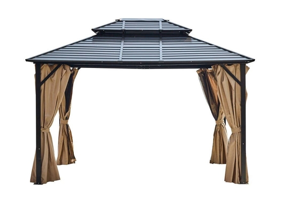 Pared lateral de poliéster 3X3.65X2.75M Gazebo de tubo de aluminio con tapa doble para fiesta de jardín