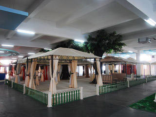Jardín/exterior Gazebo PC medio de hierro y medio de Al con estructura de árboles