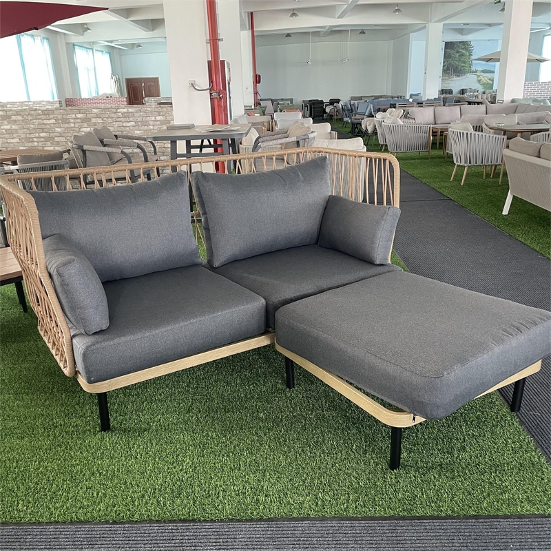 Muebles de jardín modernos de aluminio Bistro Sofá de ratán Conjunto para cena de lujo