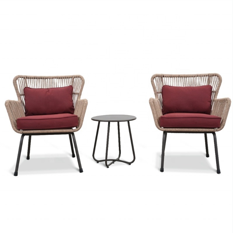 Muebles de jardín para exteriores Conjunto Sofá de aluminio de ratán con mesa de té y sillas de bistró