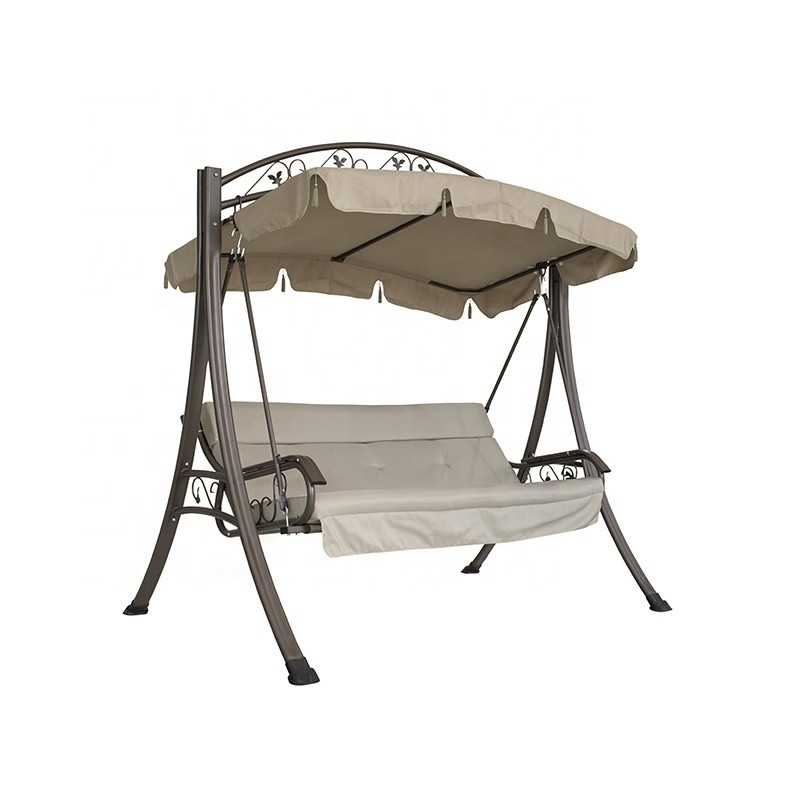 Decoraciones de jardín Sillón columpiante al aire libre con dosel Pergola Gazebo Cama de banco con almohadillas