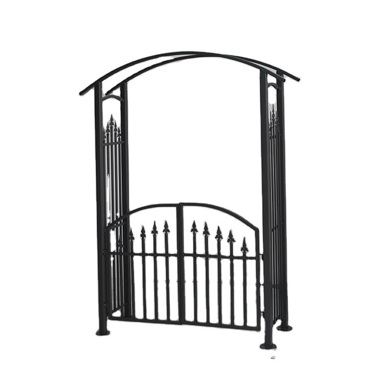 Arco metálico personalizable para jardín y patio Gazebo en color negro sin cubierta recubierta
