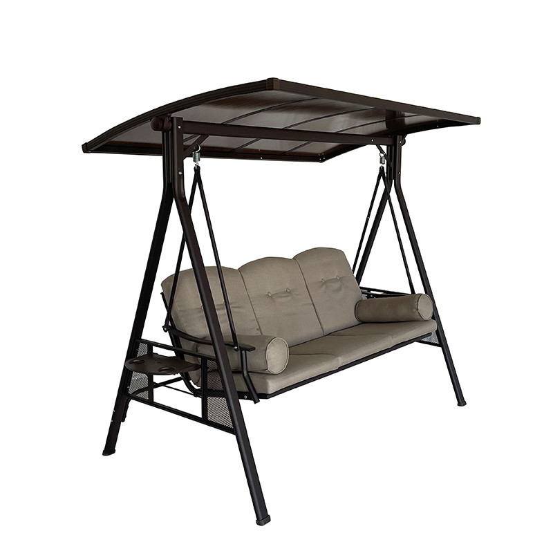 Silla de oscilación de chapa de policarbonato para 3 personas Silla de oscilación de jardín de metal para comodidad al aire libre