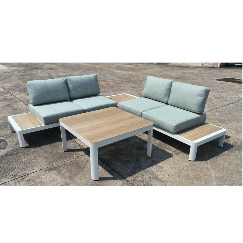 Muebles de jardín para exteriores Sofá de aluminio de ratán Conjunto de mesa de lujo Teapot Bistro Conjunto Conjunto de cena