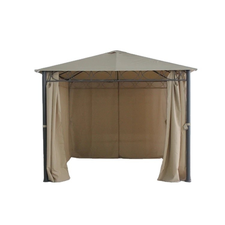 Gazebo de metal de acero para jardín exterior con cortina de poliéster Una opción de ocio duradero para el parque