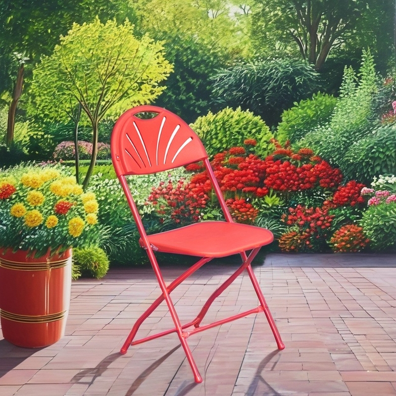 Silla de plástico blanco silla plegable de metal apilada para jardines al aire libre parques de bodas
