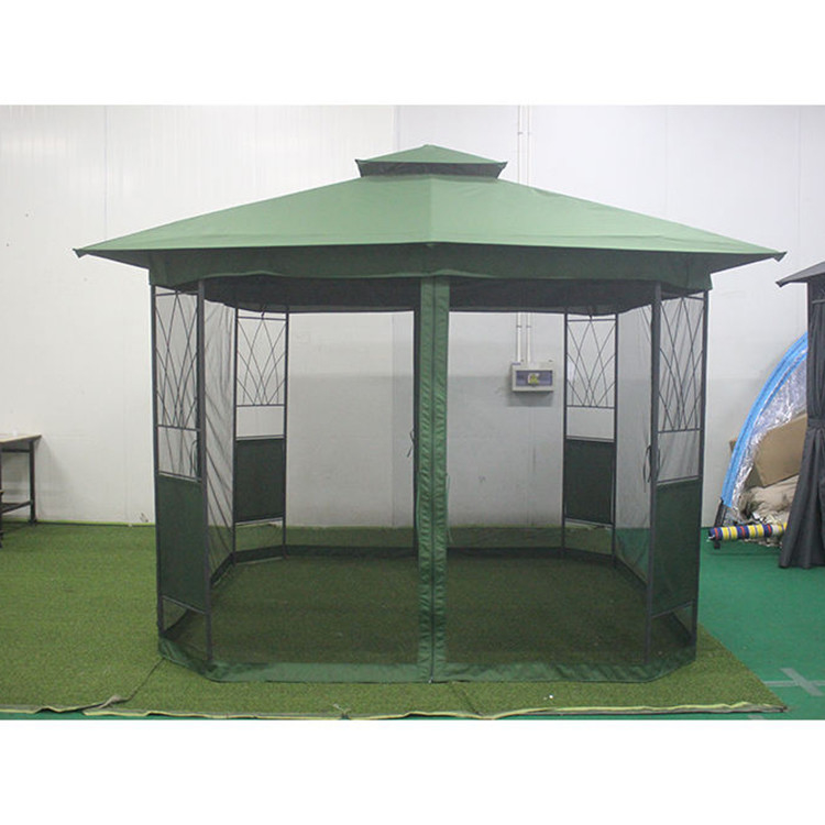 Tiendas de campaña grandes con mosquitos Gazebos al aire libre PA revestido impermeable Gazebos de hierro portátiles