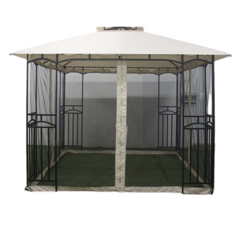 3x3x2.7M Acero exterior con doble cubierta Gazebo para patio Canopy Party Santuario al aire libre