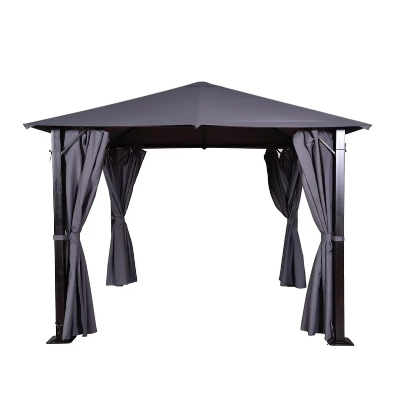 Gazebo exterior de metal para jardín con tapa única pintado a mano 3x3x2.57m Fácil de ensamblar