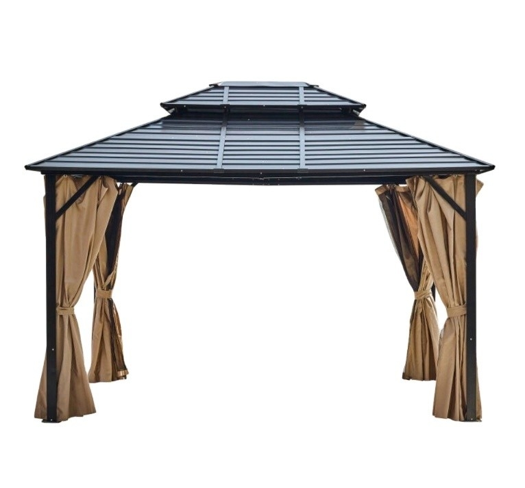 Pared lateral de poliéster 3X3.65X2.75M Gazebo de tubo de aluminio con tapa doble para fiesta de jardín
