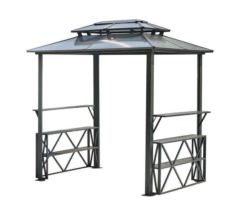 Gazebo de tablero de policarbonato con doble tapa 2.35X1.7X2.45M para puente de pérgolas al aire libre