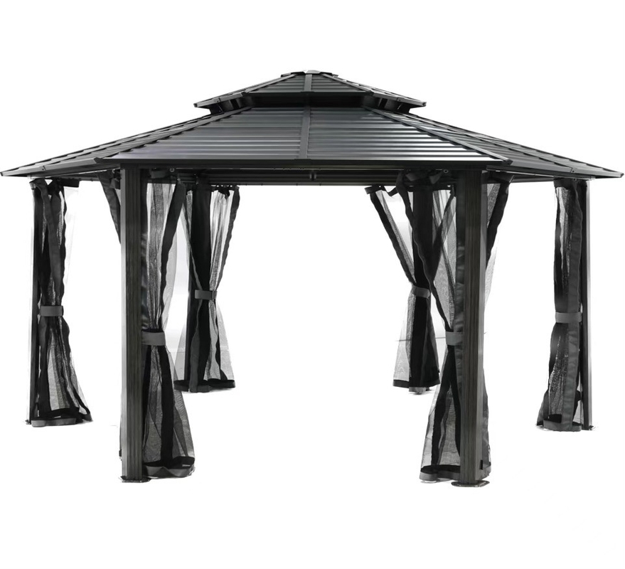 Cuadro de aluminio 4x4x2.8M Hexagonal Hardtop Gazebo Ideal para el exterior y fácil de configurar