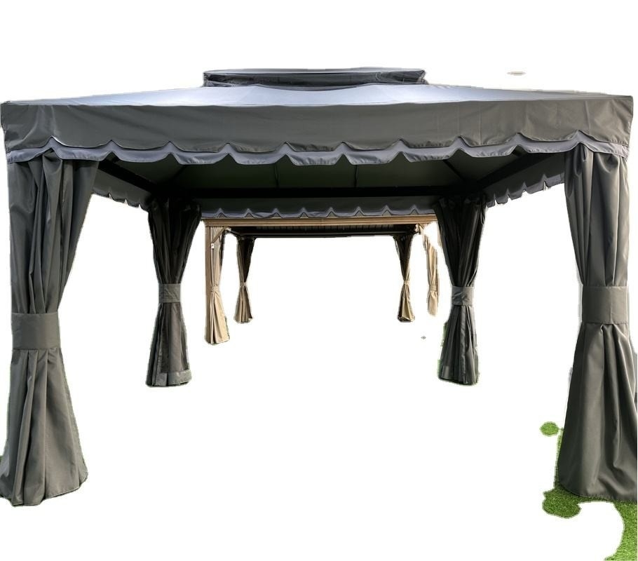 3X4X2.75M PVC y Aluminio Techo suave Gazebo Techo solar para jardín doble